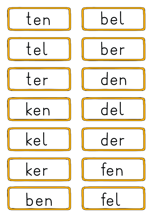 Silben mit drei Buchstaben